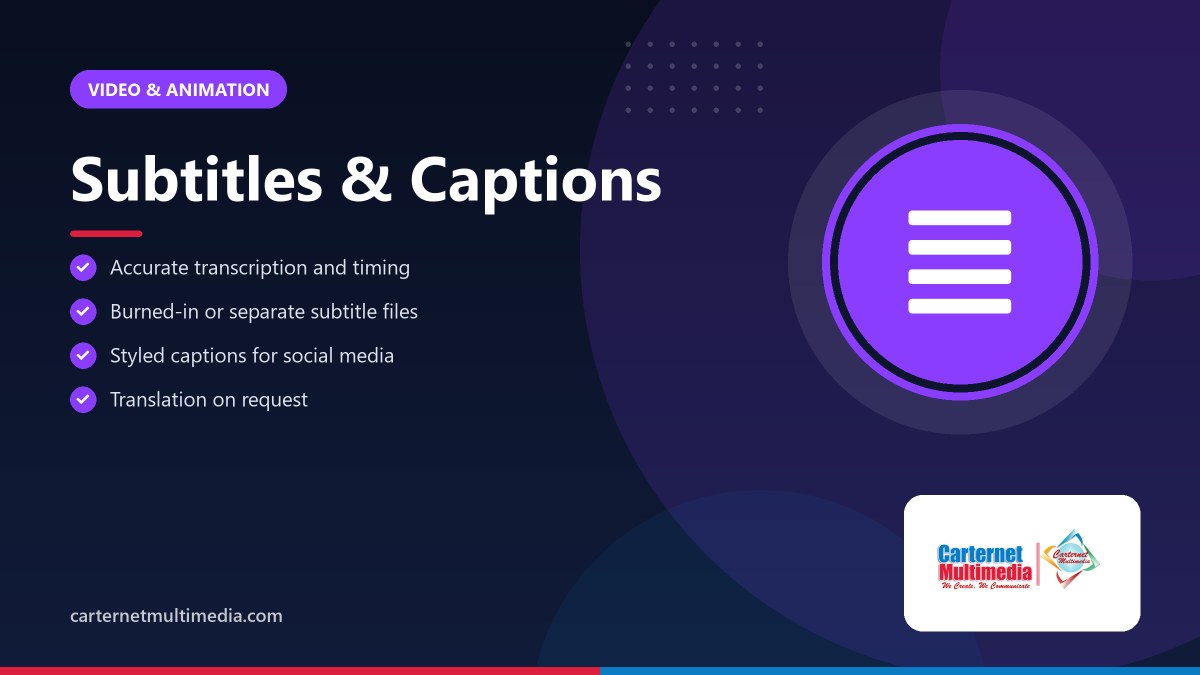 Subtitles & Captions - Carternet Multimedia